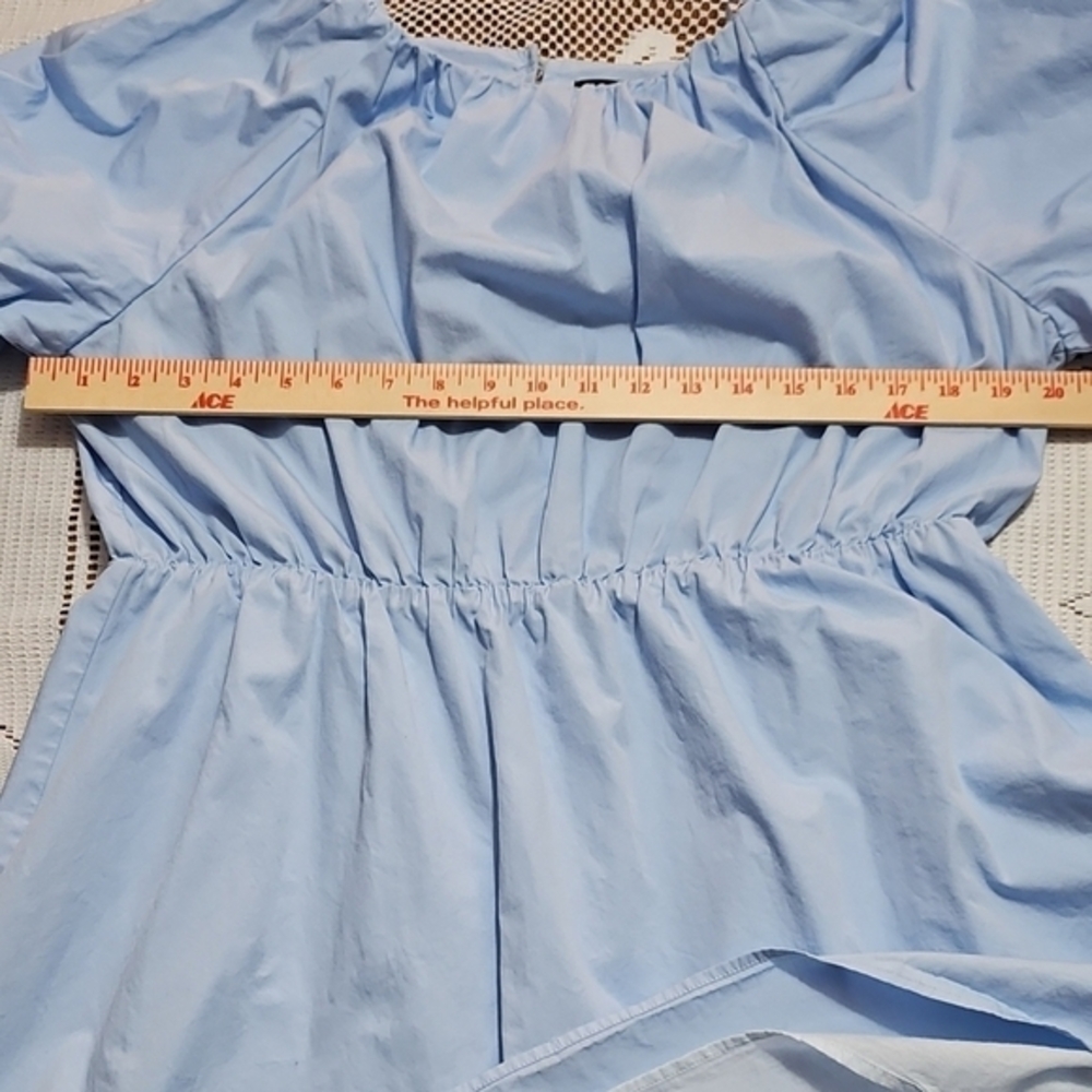 Very J Blue Puff Sleeve Top